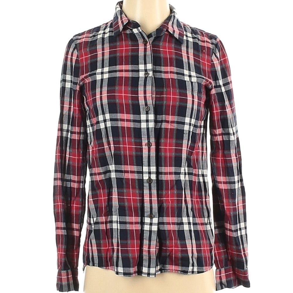 Madewell Long Sleeve Button-Down Shirt Plaid Red G